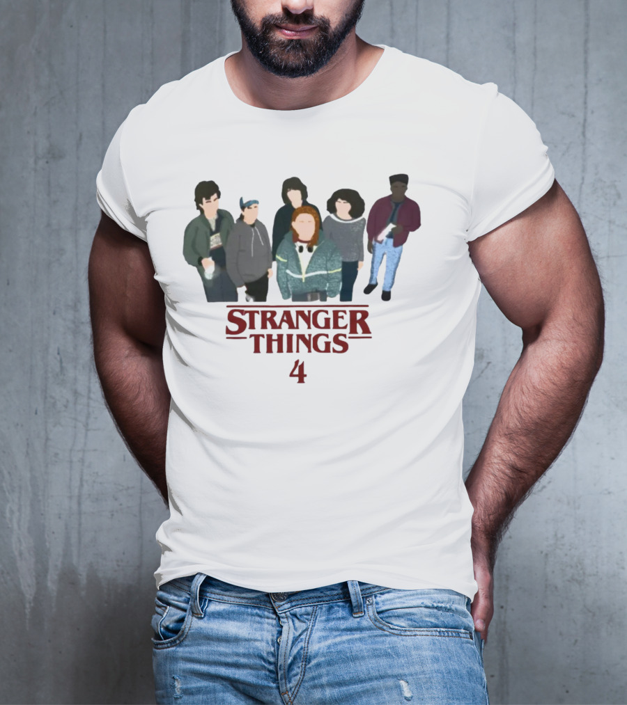 Stranger Things 4 Cast Illustration Steve Harrington Group T-Shirt