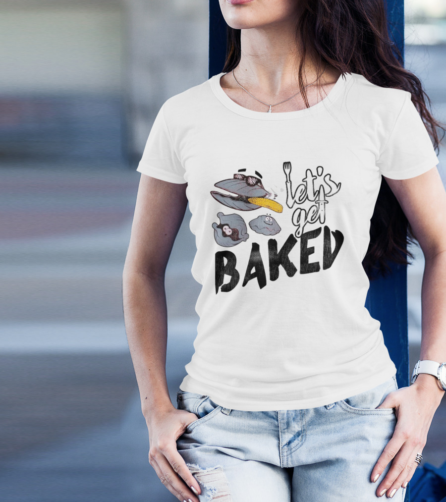 Cape Cod Clams Let's Get Baked With Corn And Cutlery Motif T-Shirt