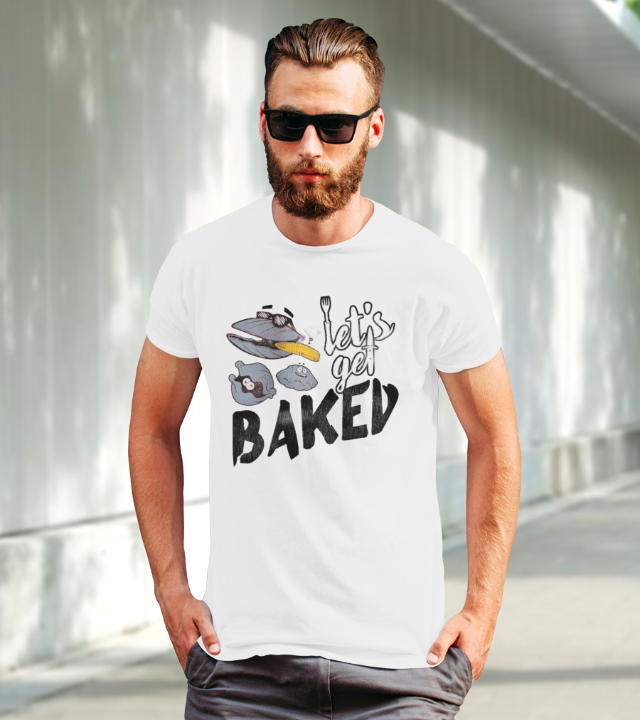 Cape Cod Clams Let's Get Baked With Corn And Cutlery Motif T-Shirt