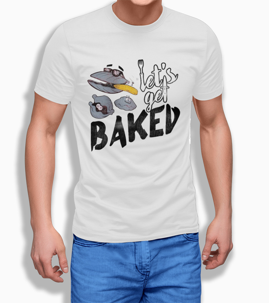 Cape Cod Clams Let's Get Baked With Corn And Cutlery Motif T-Shirt