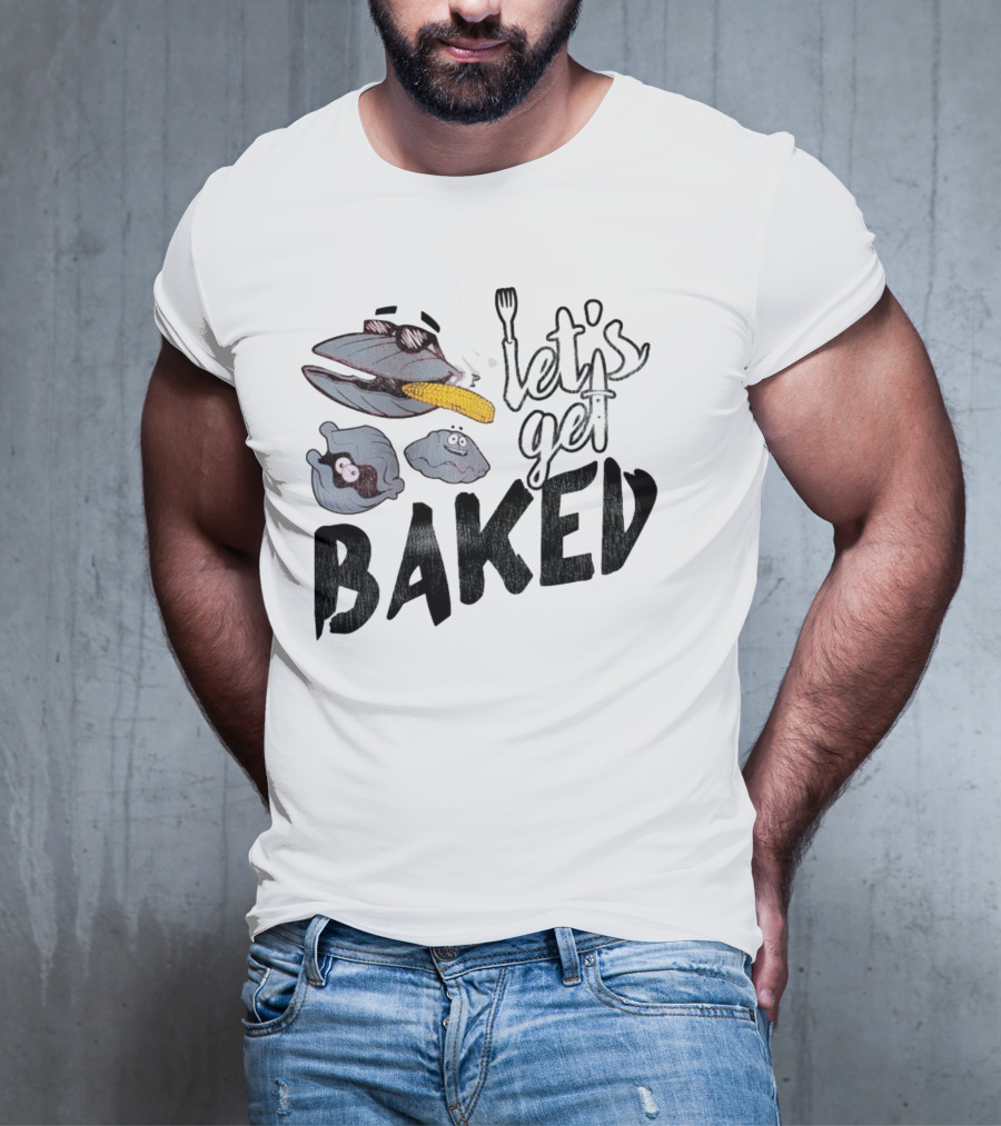 Cape Cod Clams Let's Get Baked With Corn And Cutlery Motif T-Shirt