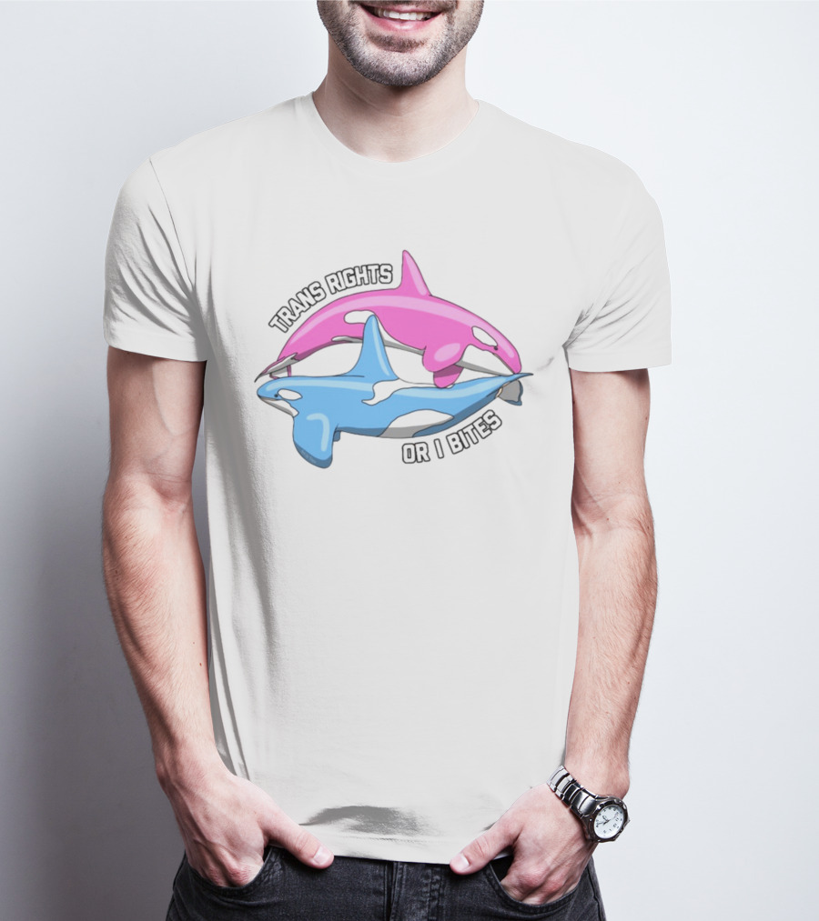 Trans Rights Or I Bites Pink And Blue Dolphins T-Shirt