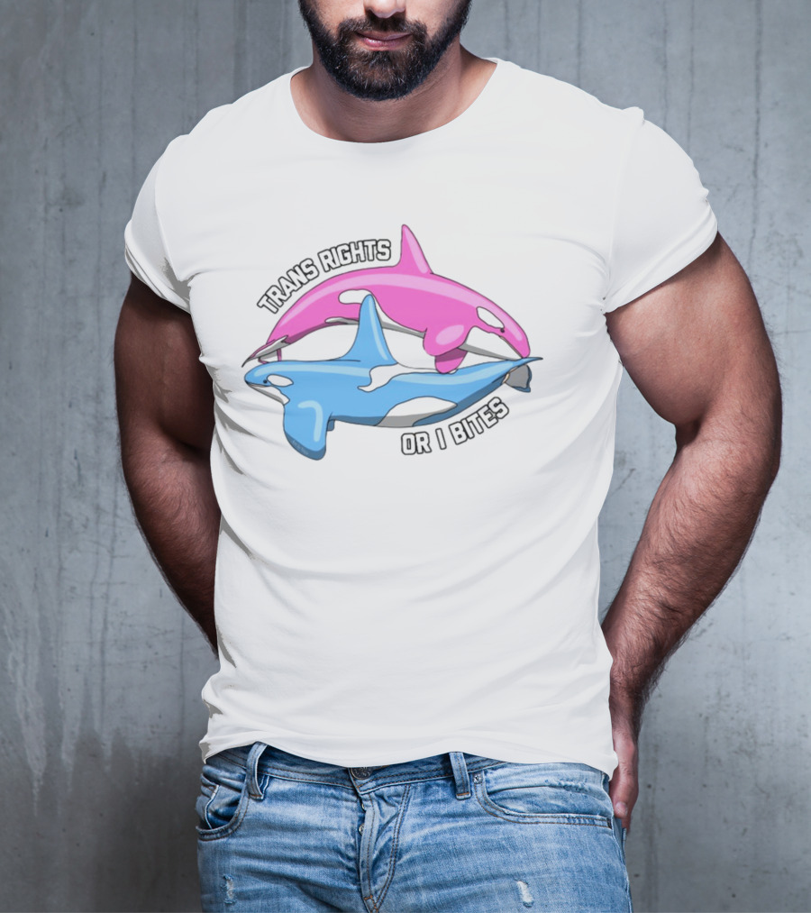 Trans Rights Or I Bites Pink And Blue Dolphins T-Shirt
