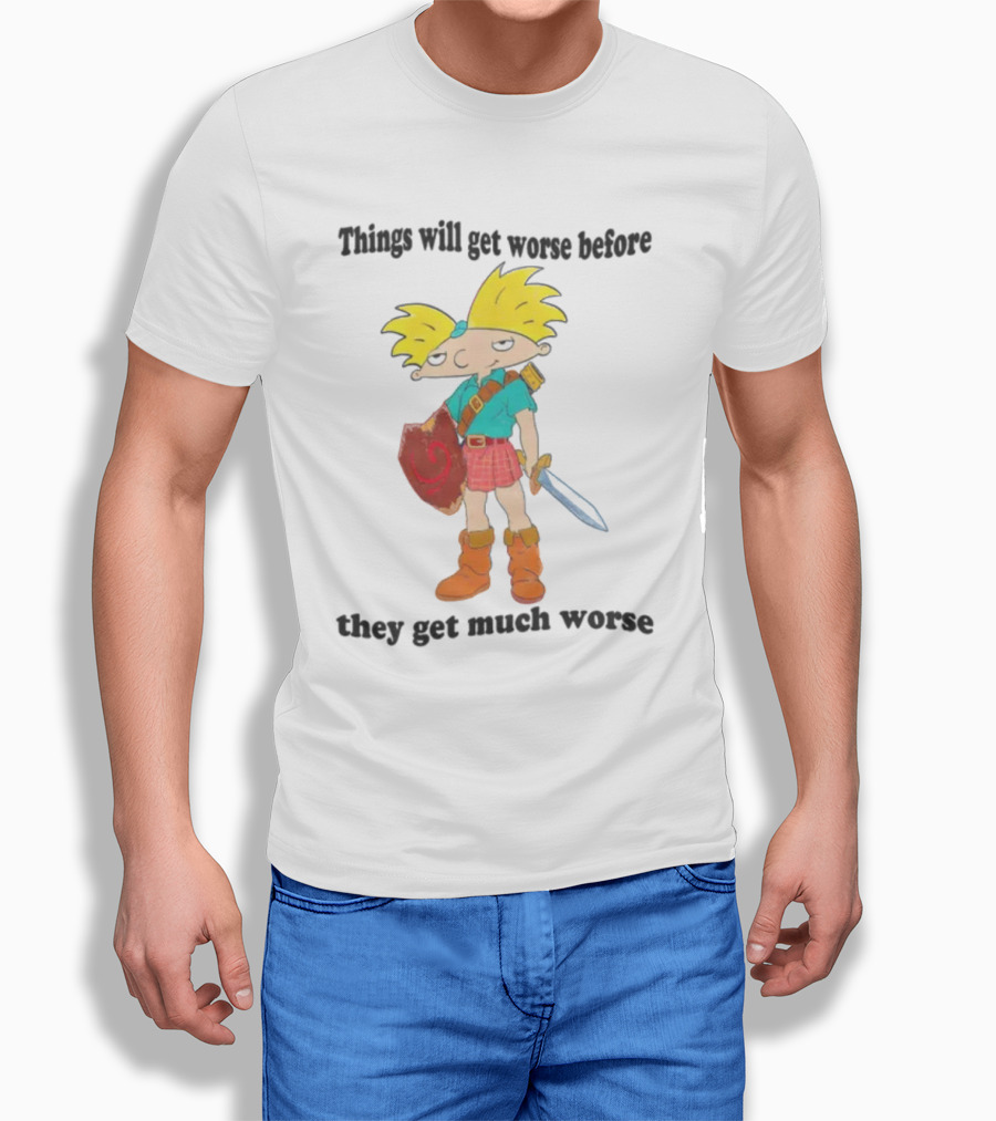 Justinsshirtstore Hey Arnold Warrior Things Will Get Worse Before They Get Much Worse T-Shirt