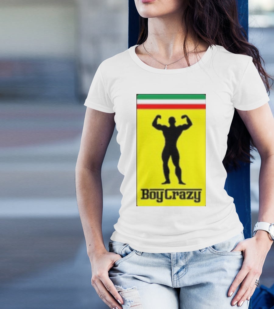 Boy Crazy Italia Bodybuilding Silhouette Italian Flag T-Shirt