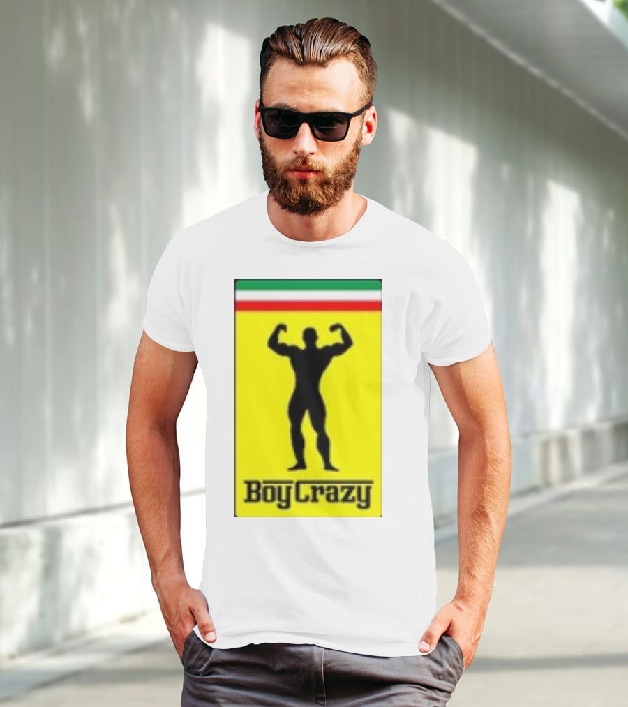 Boy Crazy Italia Bodybuilding Silhouette Italian Flag T-Shirt