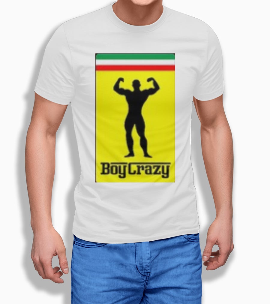Boy Crazy Italia Bodybuilding Silhouette Italian Flag T-Shirt