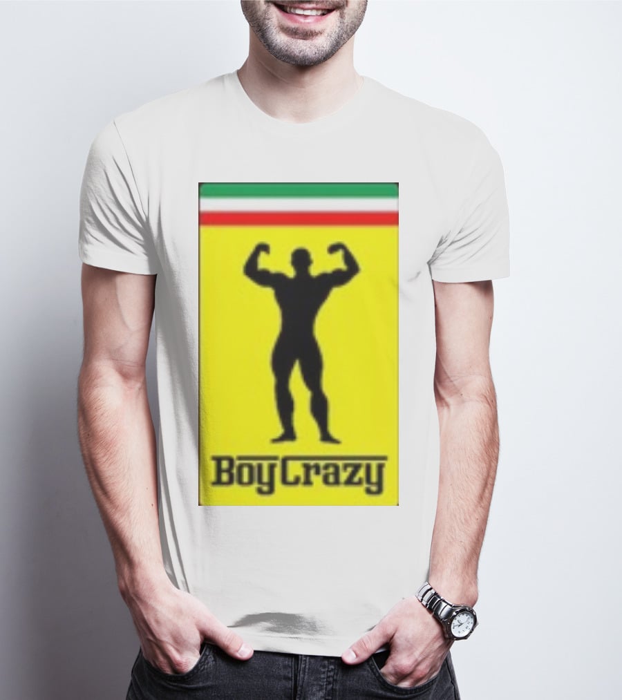 Boy Crazy Italia Bodybuilding Silhouette Italian Flag T-Shirt