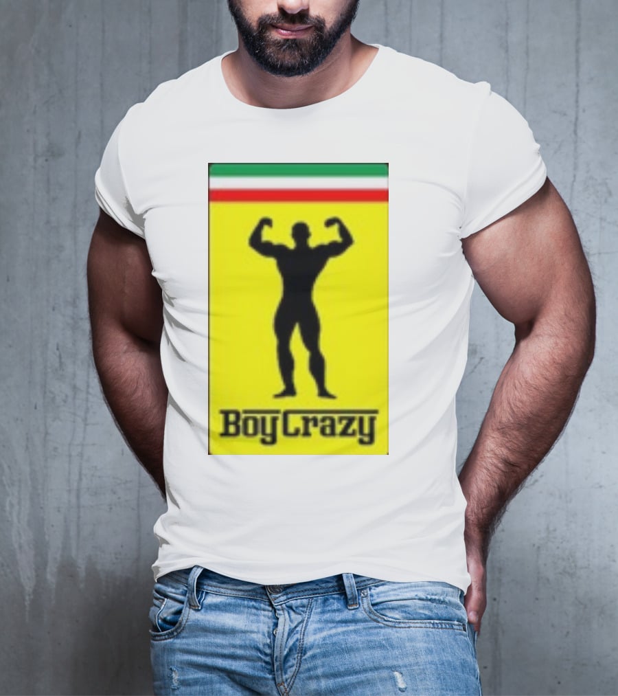 Boy Crazy Italia Bodybuilding Silhouette Italian Flag T-Shirt