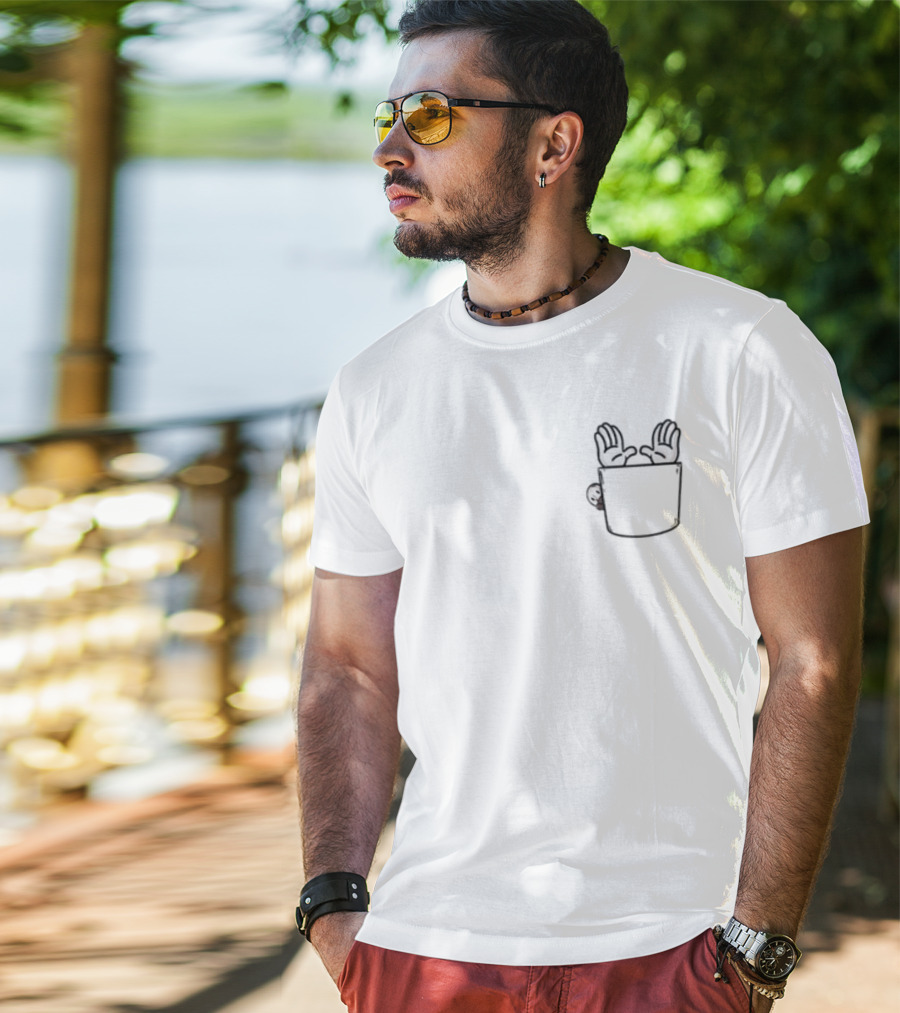 Dooley Noted Lurking Hand Gesture Peeking From Pocket T-Shirt