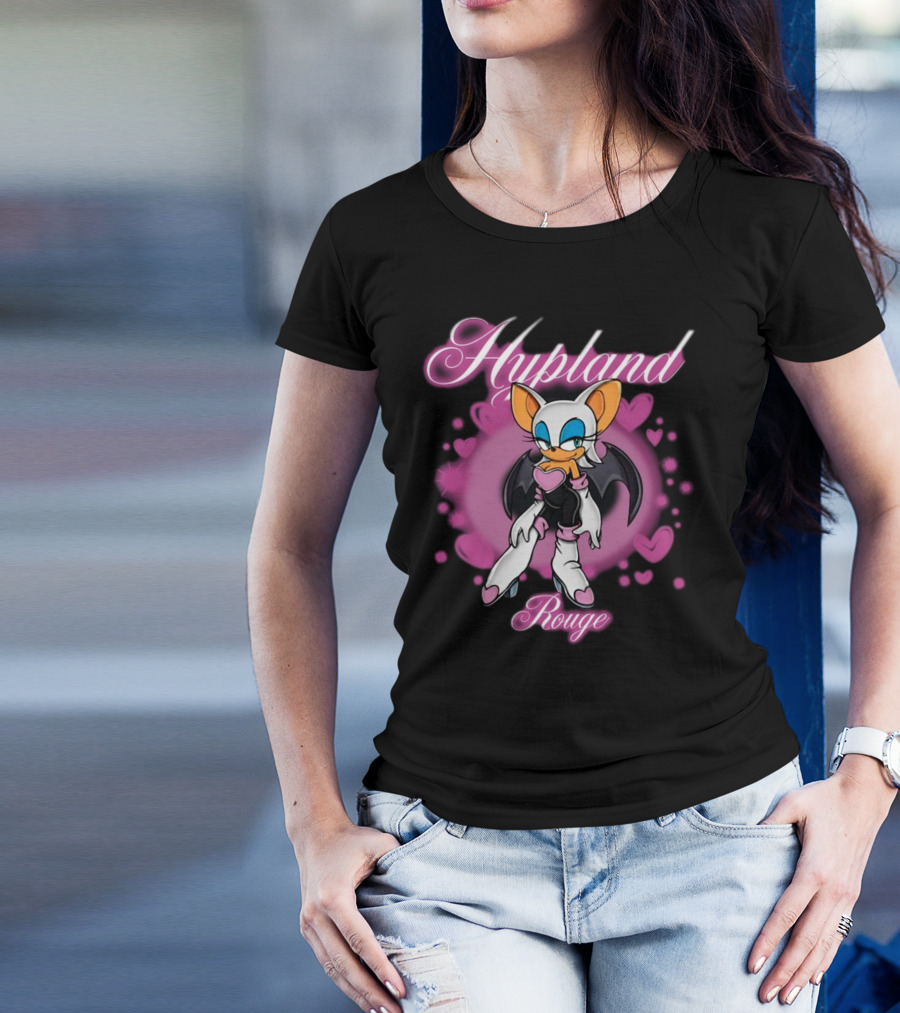 Hypland Rouge Bat Character Surrounded By Pink Hearts T-Shirt