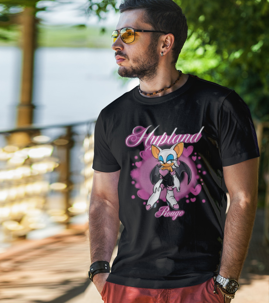 Hypland Rouge Bat Character Surrounded By Pink Hearts T-Shirt