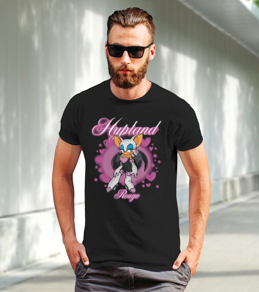 Hypland Rouge Bat Character Surrounded By Pink Hearts T-Shirt