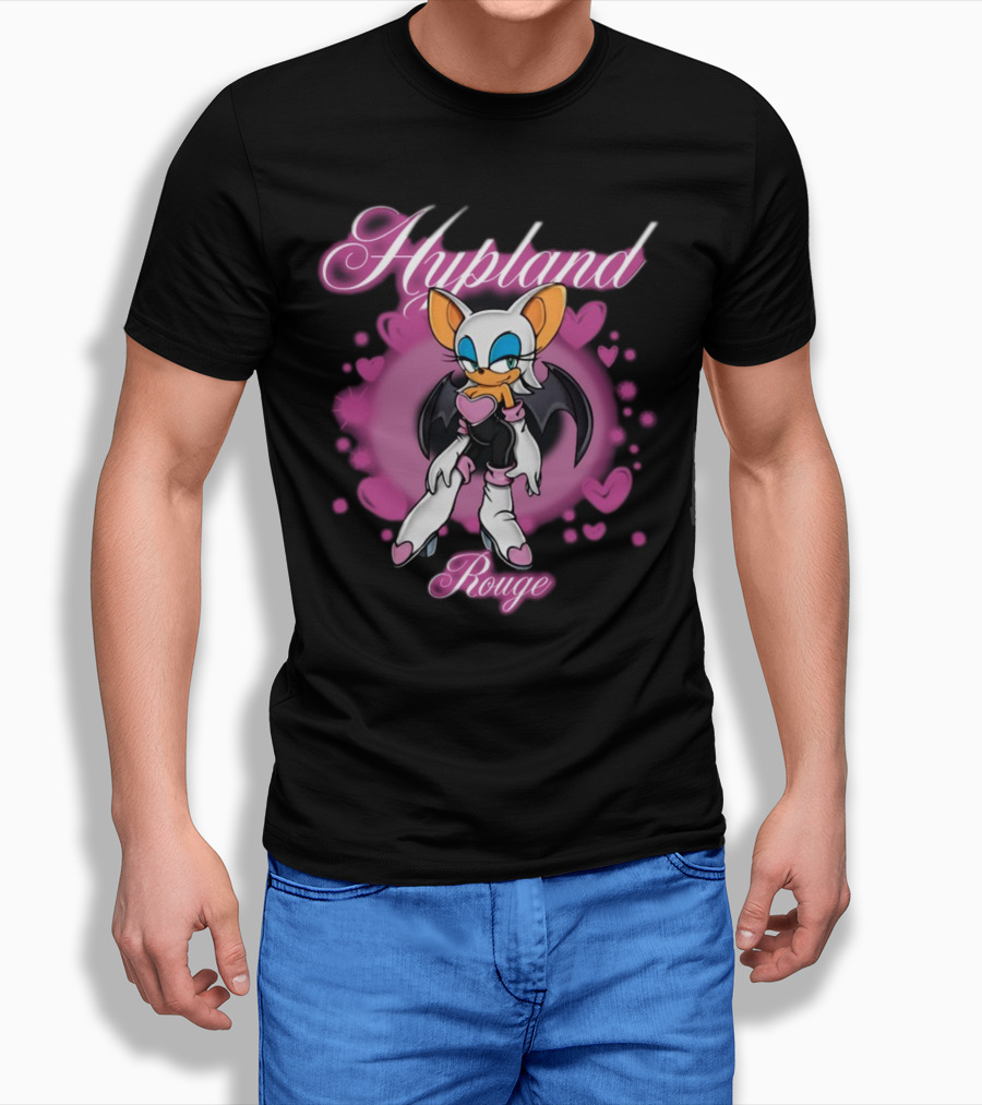 Hypland Rouge Bat Character Surrounded By Pink Hearts T-Shirt
