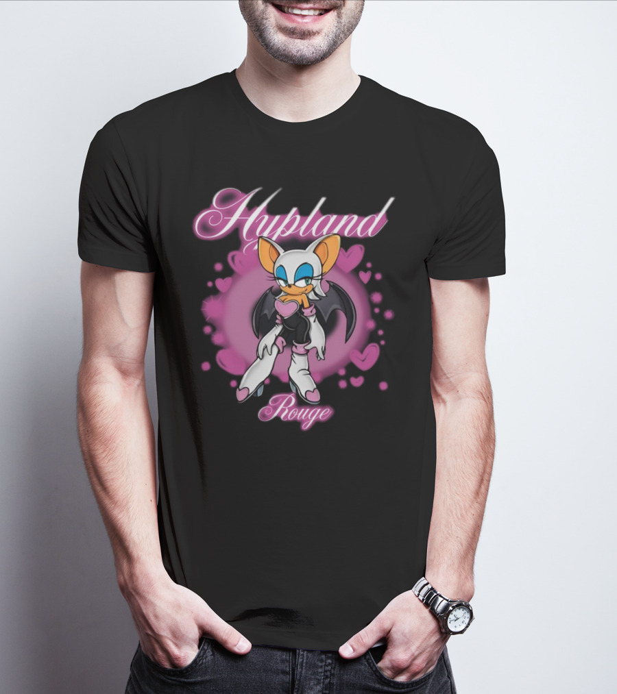 Hypland Rouge Bat Character Surrounded By Pink Hearts T-Shirt