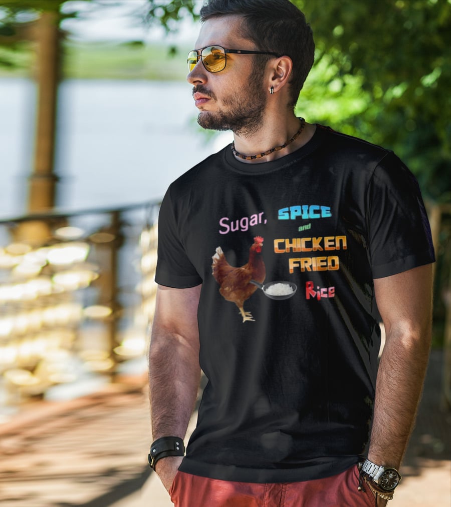 Sugar Spice And Chicken Fried Rice Holding Pan With Rice T-Shirt