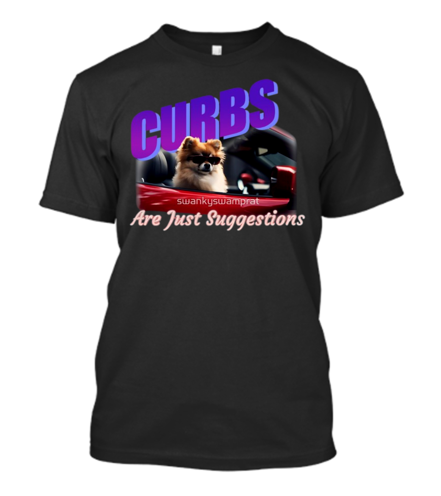 Curbs Are Just Suggestions SwankySwamprat Dog In Car T-Shirt