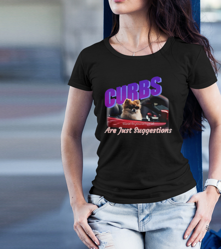 Curbs Are Just Suggestions SwankySwamprat Dog In Car T-Shirt