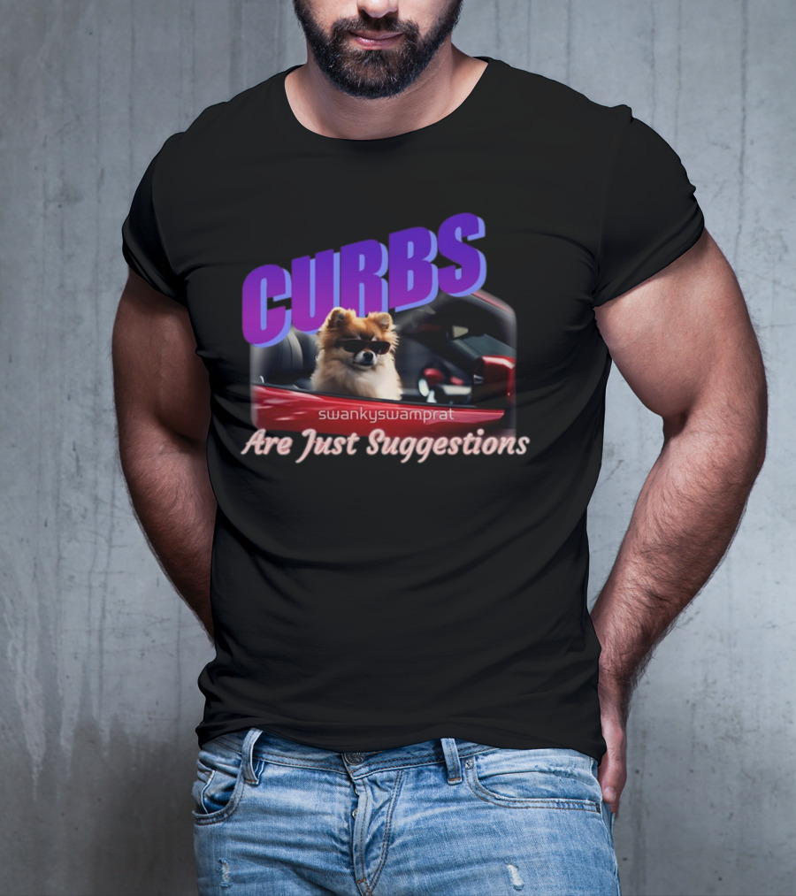 Curbs Are Just Suggestions SwankySwamprat Dog In Car T-Shirt