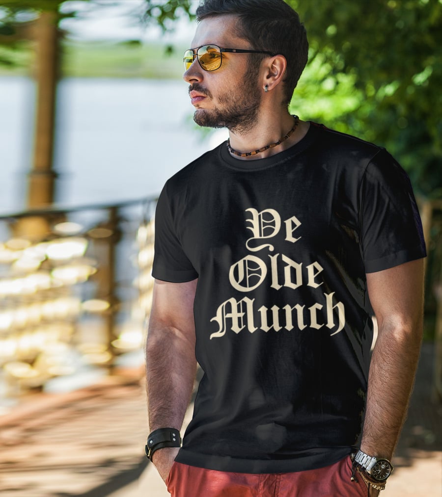 Ye Olde Munch Vintage Gothic Typography T-Shirt