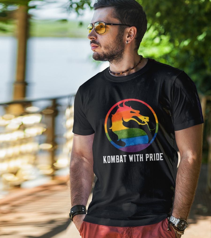 Kombat With Pride Rainbow Dragon Emblem T-Shirt