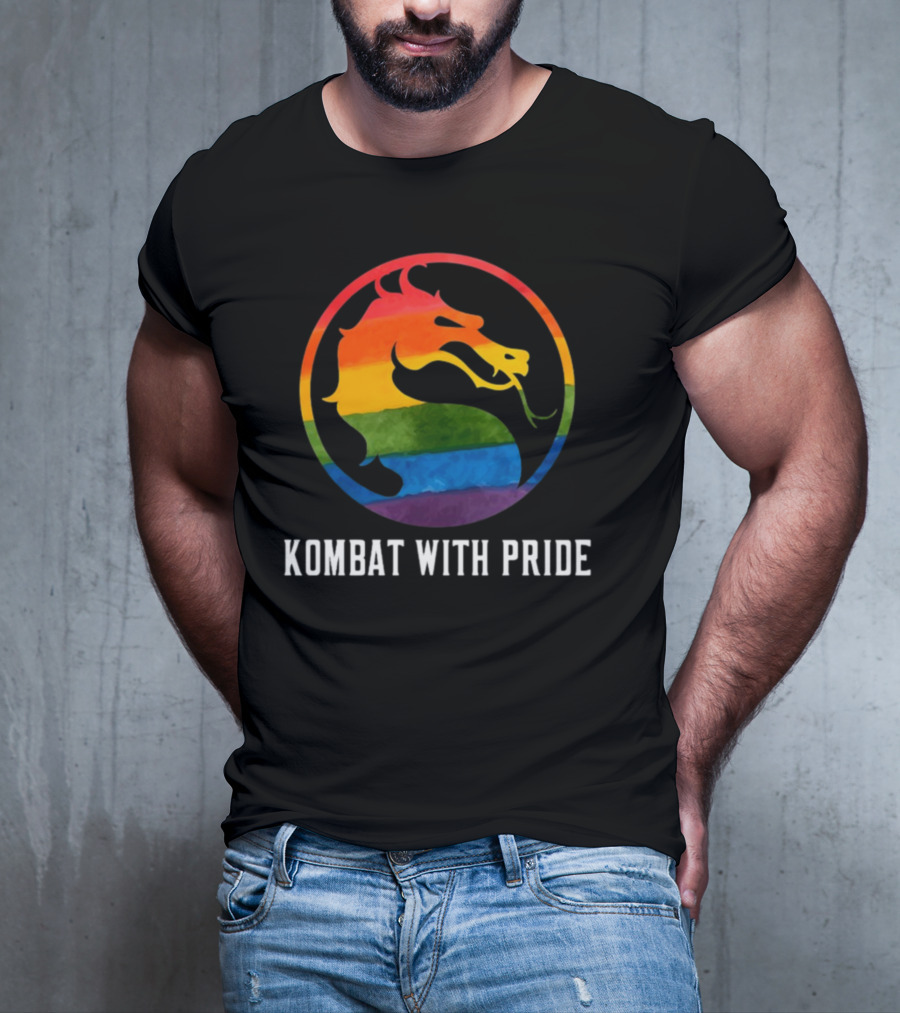 Kombat With Pride Rainbow Dragon Emblem T-Shirt