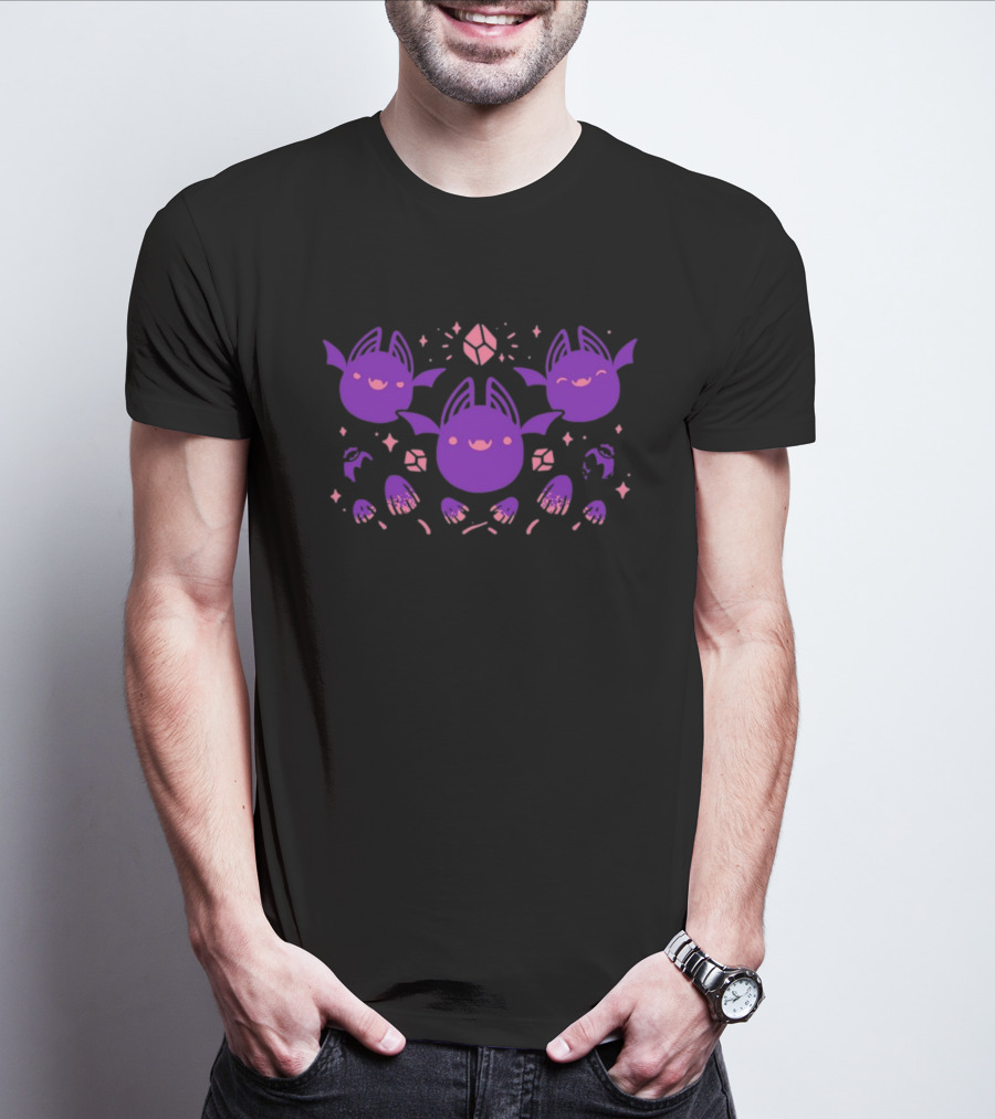 Batty Buddies Cute Purple Cartoon Bats Fun T-Shirt