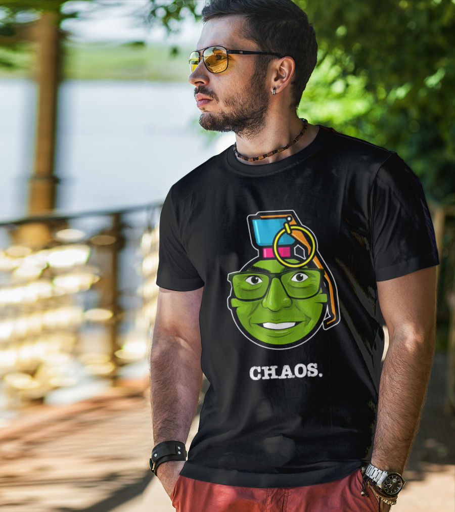 CHAOS Grenade Green Face With Glasses T-Shirt