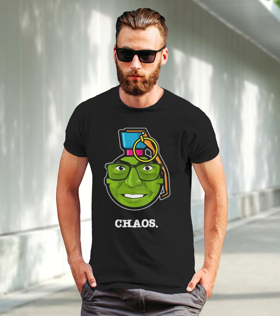 CHAOS Grenade Green Face With Glasses T-Shirt