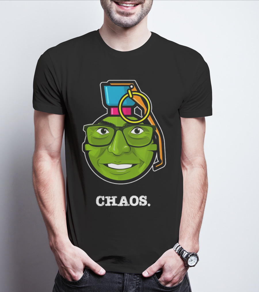 CHAOS Grenade Green Face With Glasses T-Shirt