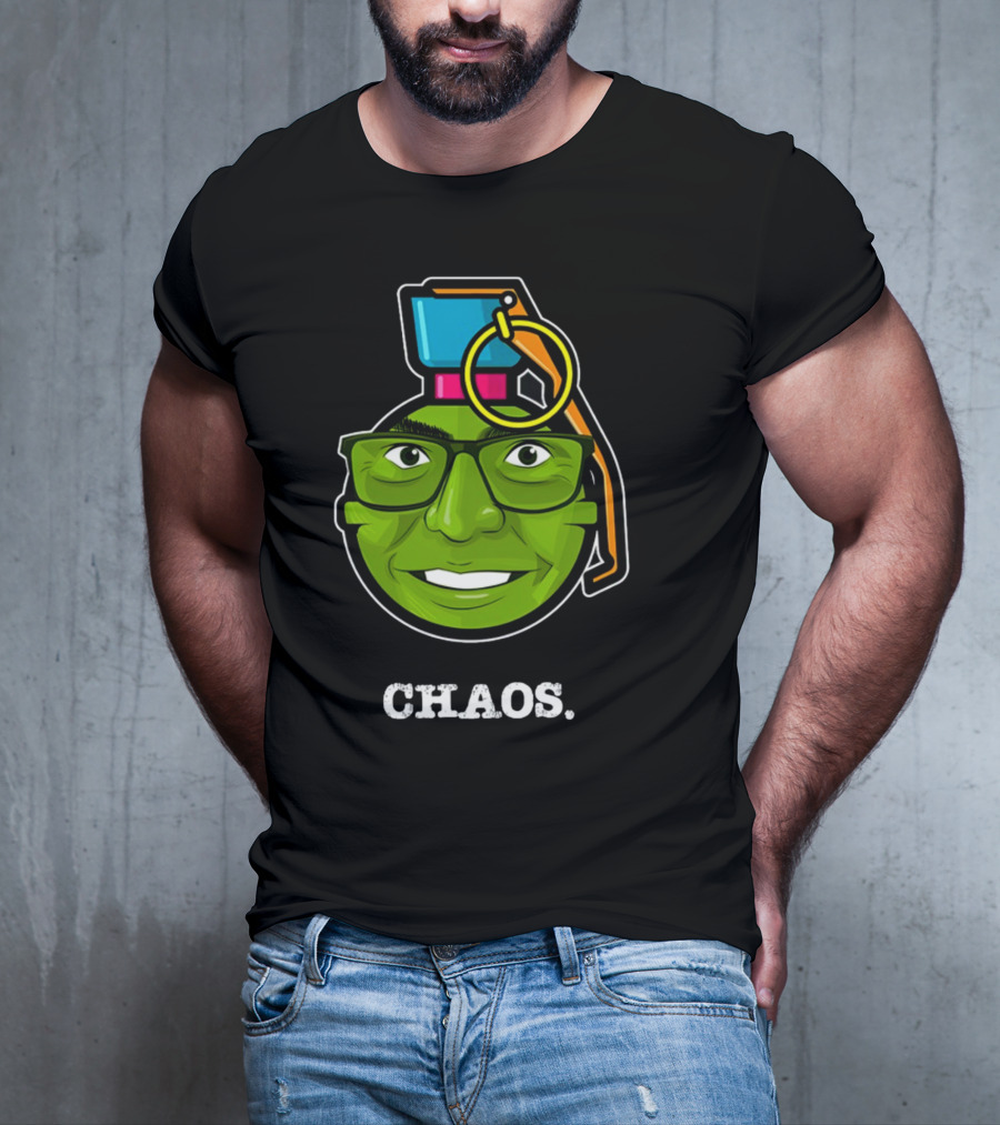 CHAOS Grenade Green Face With Glasses T-Shirt