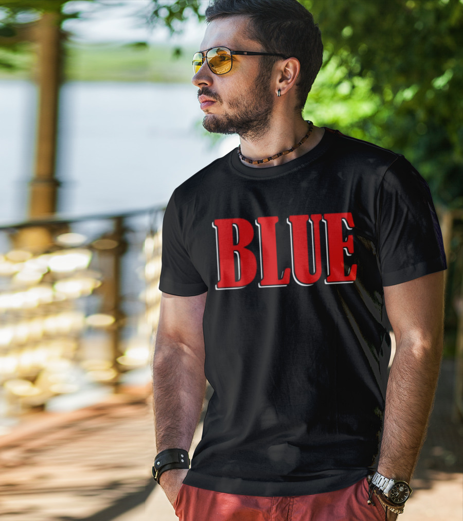 G Perico Blue Red Block Text T-Shirt