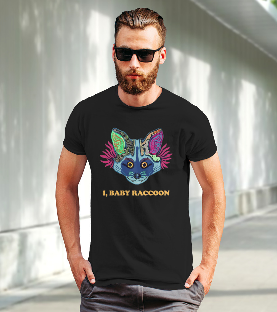 I Baby Raccoon Psychedelic Cat Face T-Shirt