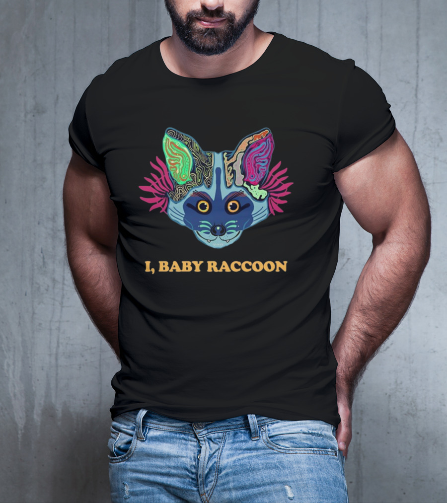 I Baby Raccoon Psychedelic Cat Face T-Shirt