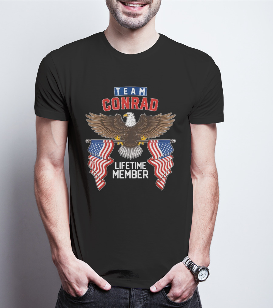 Team Conrad Lifetime Member American Eagle Flag T-Shirt