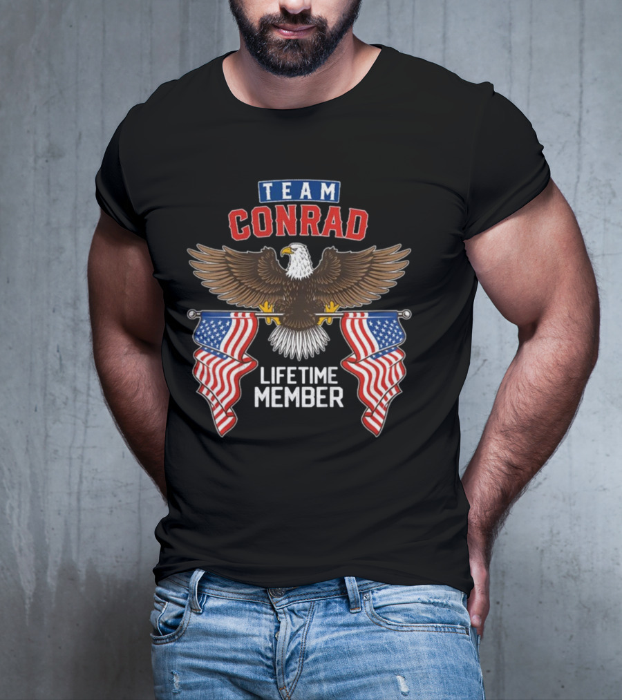 Team Conrad Lifetime Member American Eagle Flag T-Shirt