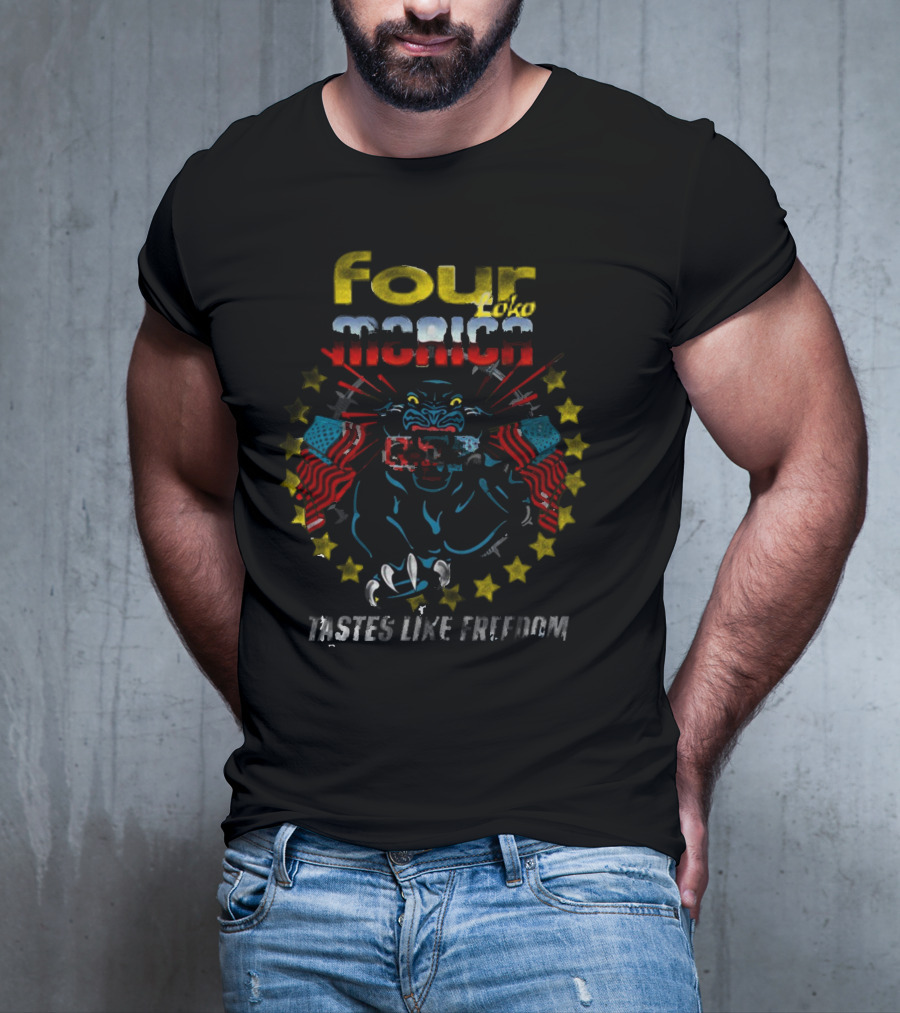 Four Loko Merica Panther With Guns Tastes Like Freedom T-Shirt