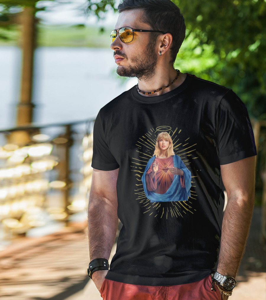 Taylor Swift As Jesus Halo Sacred Heart Iconography T-Shirt