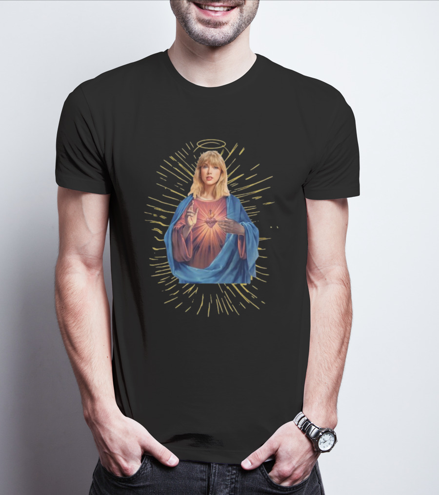 Taylor Swift As Jesus Halo Sacred Heart Iconography T-Shirt