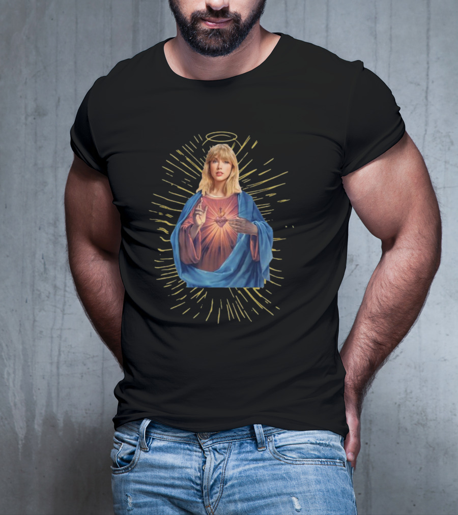 Taylor Swift As Jesus Halo Sacred Heart Iconography T-Shirt