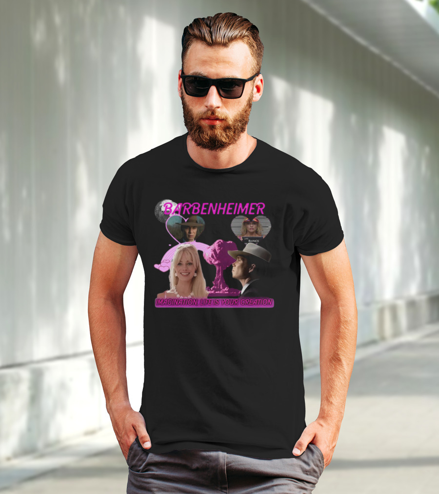 Barbenheimer Imagination Life Is Your Creation Barbie Oppenheimer Disco Heart Explosion T-Shirt