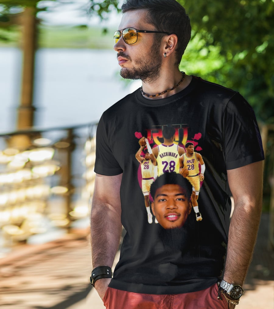 Rui Hachimura 28 Basketball Player Portrait Trio T-Shirt