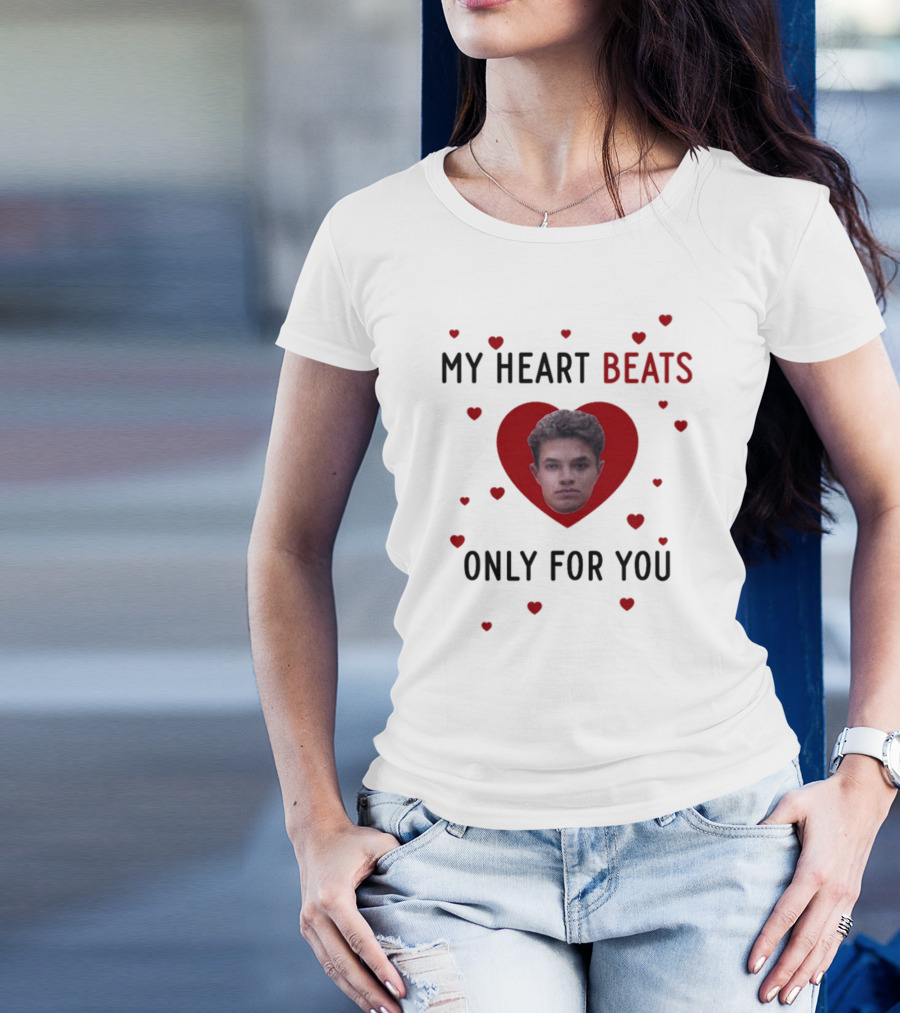 My Heart Beats Only For You Red Heart Face T-Shirt