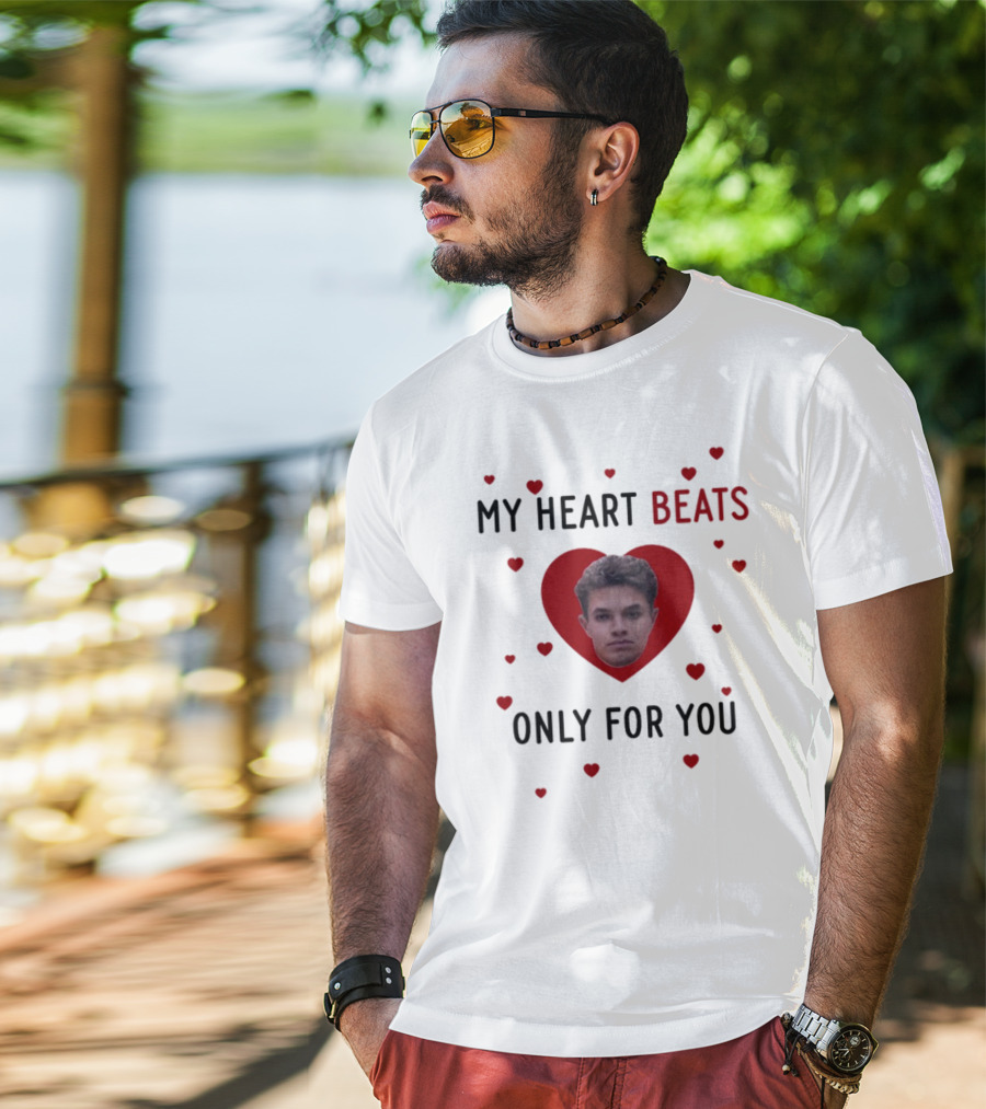 My Heart Beats Only For You Red Heart Face T-Shirt