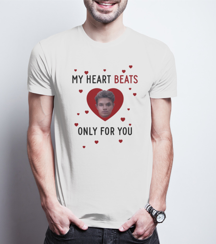 My Heart Beats Only For You Red Heart Face T-Shirt