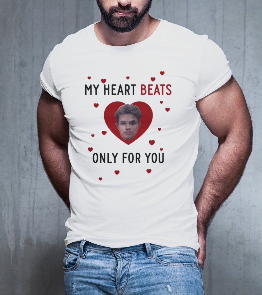 My Heart Beats Only For You Red Heart Face T-Shirt