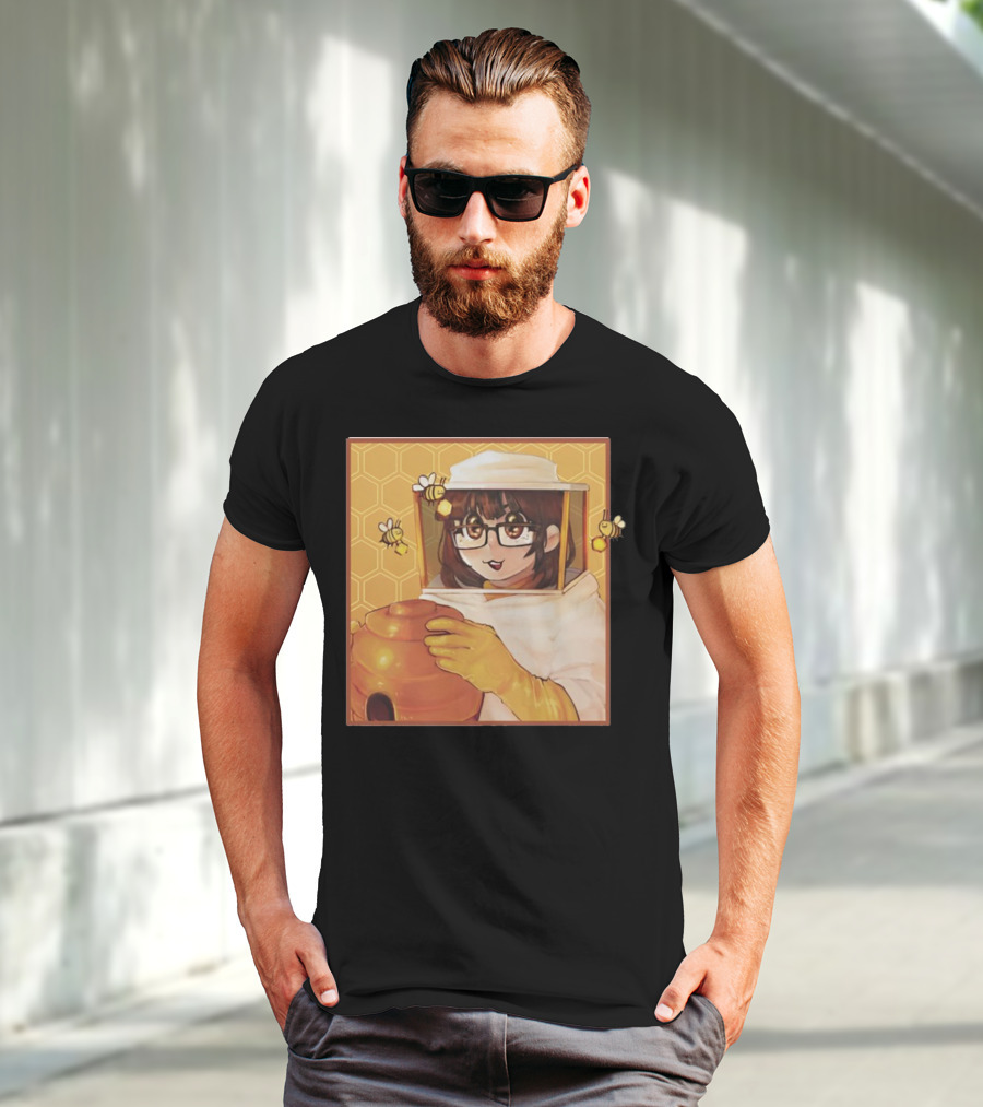 Bizabizow Bee Zabizow Honeycomb Beekeeper Anime Character With Bees And Honeycomb Background T-Shirt