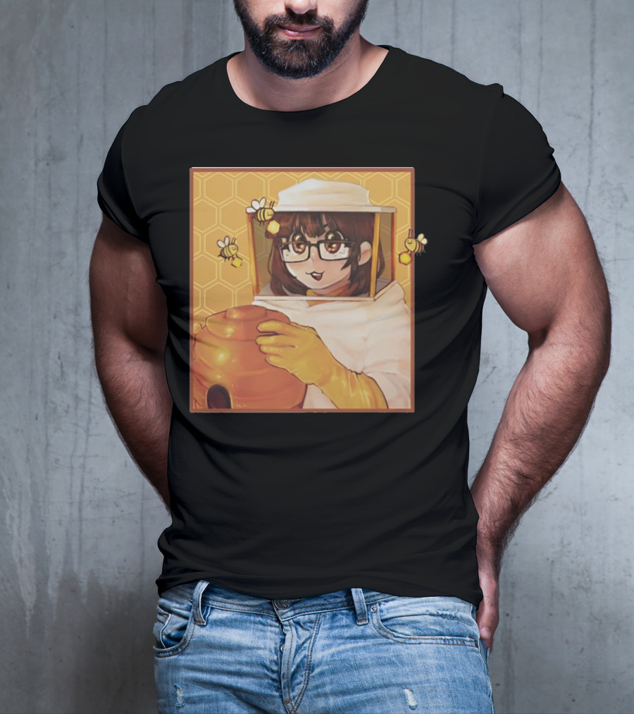 Bizabizow Bee Zabizow Honeycomb Beekeeper Anime Character With Bees And Honeycomb Background T-Shirt