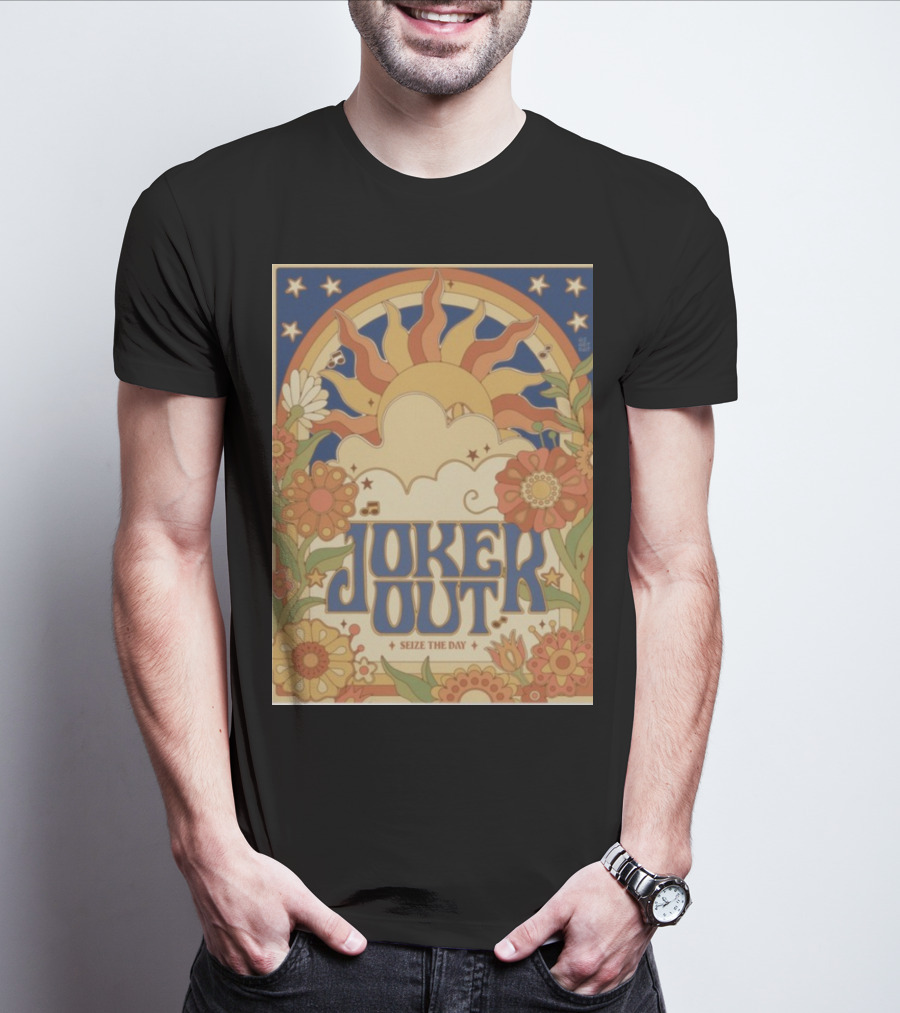 Joker Out Seize The Day Retro Floral Sunburst T-Shirt