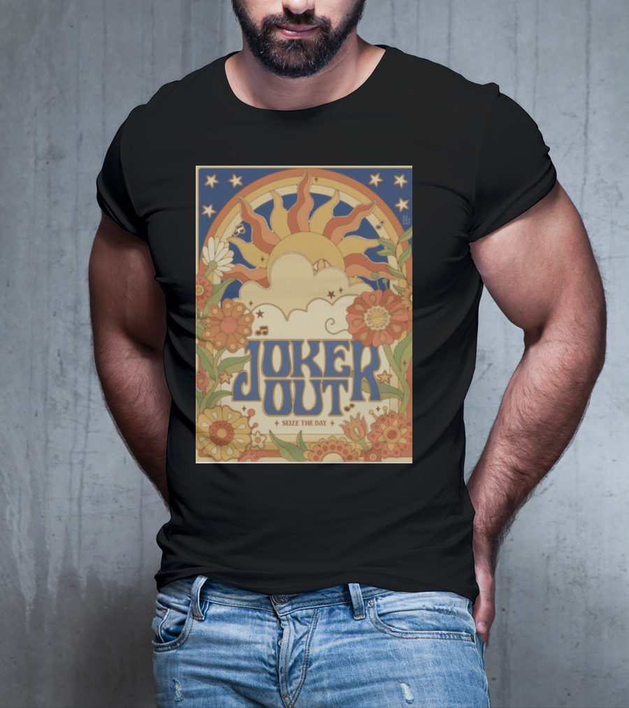 Joker Out Seize The Day Retro Floral Sunburst T-Shirt